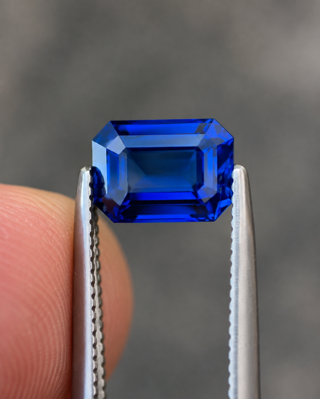 Natural Ceylon blue sapphire gemstone closeup from Sri Lanka